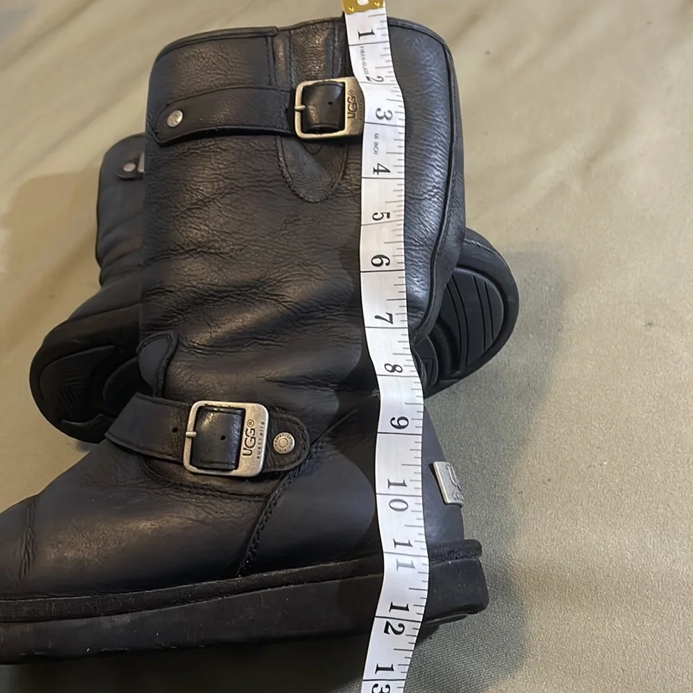 UGG Australia black leather womens Boots size 8” - Picture 11 of 12
